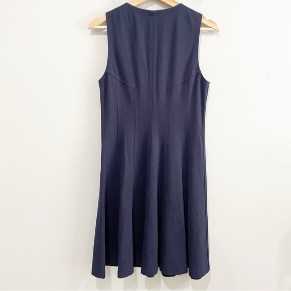 THEORY Bonbi Sleeveless Dress Zip Front Navy Blue Fit & Flare Flattering Size 6 - Picture 4 of 9